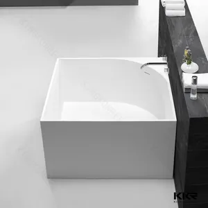 Best quality artificial stone bathtub small sizes square freestanding acrylic solid surface bathtub