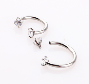Zircon En Acier inoxydable fileté intérieurement Nez Anneau Piercing Bijoux De Corps - Product Image 3