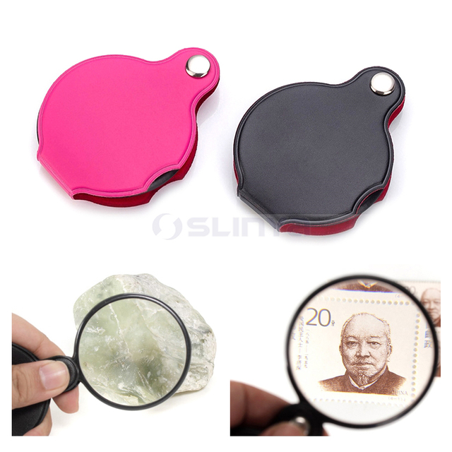 8X Super Thin Handheld Folding Leather Case Loupe Magnifier