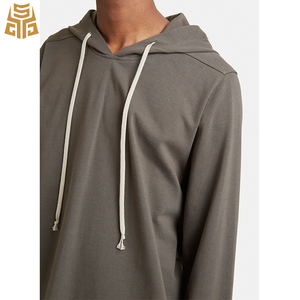 Hombre blanco No bolsillo logotipo personalizadogris de gran tamaño de lazo llano con capucha Sudadera con capucha hip hop - Product Image 5