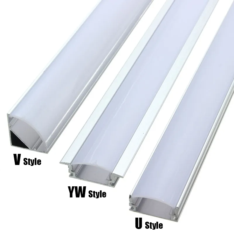 U/V/YW-Style Shaped LED Bar Lights Aluminum Channel Holder Milk Cover End Up Lighting Accessories For LED Strip Light