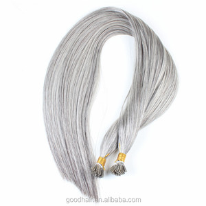 Pelo virginal indio sin procesar <span class=keywords><strong>color</strong></span> <span class=keywords><strong>gris</strong></span> punta extensión de las señoras de moda de la queratina de la extensión del pelo - Product Image 5