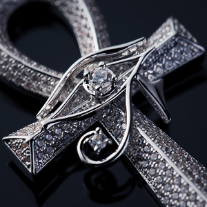 KRKC&CO Joyería Hip Hop para Hombre y Mujer al por Mayor, Amuleto <span class=keywords><strong>Cruz</strong></span> Anj <span class=keywords><strong>Egipcia</strong></span> Antigua, Colgante Ojo de Horus, <span class=keywords><strong>Cruz</strong></span> con Incrustaciones de Piedras - Product Image 2
