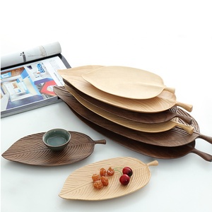 Plato de postre de madera de haya con forma de vena de hoja viva de 25*12 <span class=keywords><strong>cm</strong></span> hecho a mano Natural creativo - Product Image 3