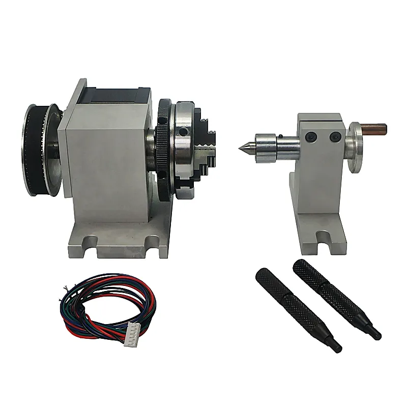 CNC Router Rotational Rotary Axis 50F Style A-Axis 4th-Axis 3-jaw Scroll Chuck 