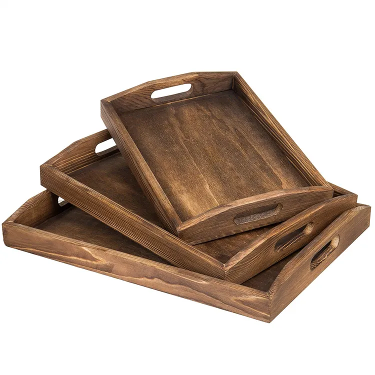 Holz Serviert ablett, billiges Essen Frühstücks tablett Set