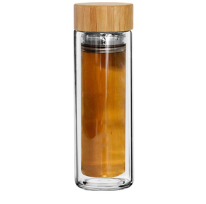 de vidrio de borosilicato de filtro de agua de la tapa de bambú de té de vidrio de botella de beber botella de agua de vidrio <span class=keywords><strong>pa</strong></span> - Product Image 1