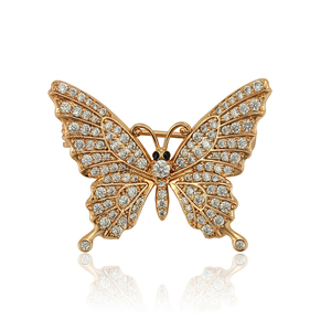 Broches-150 Xuping, Broche de Moda Dorado para Mujer con Forma de Mariposa y Pedrería - Product Image 1