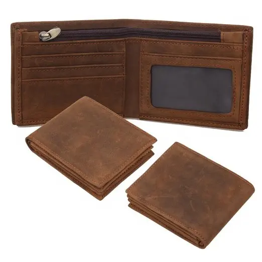 Custom man RFID vintage crazy horse leather wallet