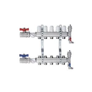 Collecteur en laiton Avec Débitmètre 2-12 Voies En Laiton Collecteurs Avec Débitmètre Pour Le Chauffage Par Le Sol