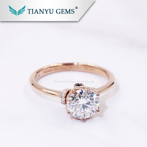 Tulip flor anillo de oro rosa con oculto <span class=keywords><strong>el</strong></span> halo moissanite Anillos de Compromiso de diamantes - Product Image 3