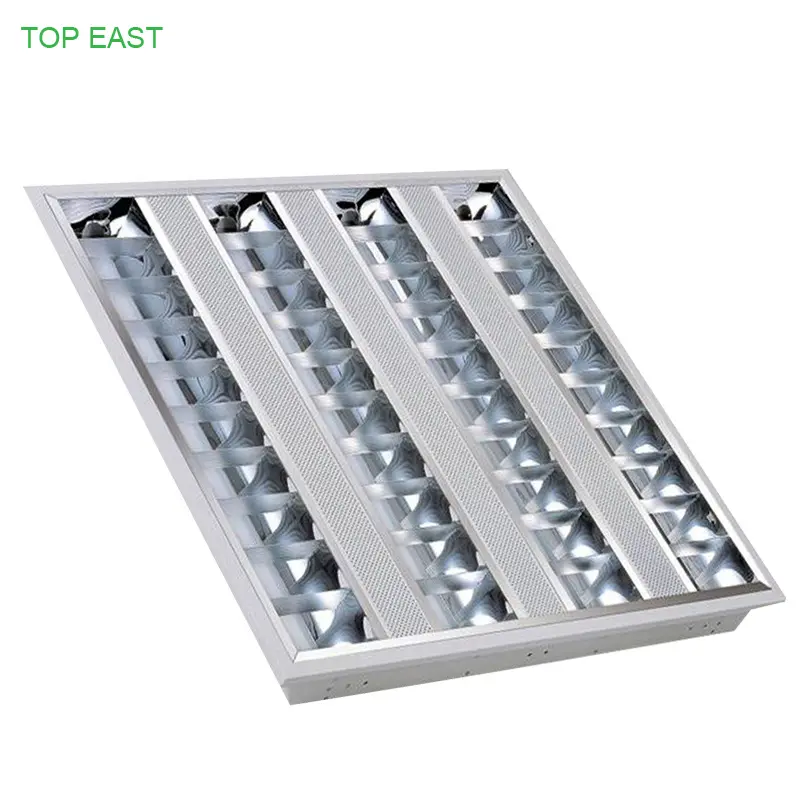 Aluminium 60x60 louver light fitting school emergency tube luminaire office LED strip type recessed grille light