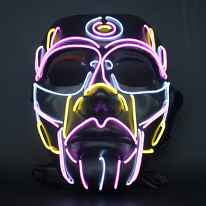 Led Halloween Skeleton Mask Led Light Up Mask Sound Activated Light EL Mask - Product Image 5