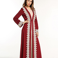 A6106 Quần Áo Ả Rập Gợi Cảm Đêm Áo Dài Tay Áo Mở Phía Trước Abaya Đỏ Sharara VÁY DỰ TIỆC Hồi Giáo
