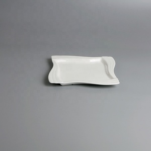 Microondas grace <span class=keywords><strong>ola</strong></span> de diseño borde blanco de cerámica cuadrada de la placa de la cena para <span class=keywords><strong>restaurante</strong></span> - Product Image 4