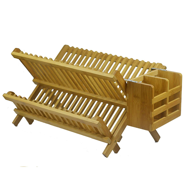 2-х уровневые складной осушитель складной бамбуковые кухонные раковины сушилка для посуды