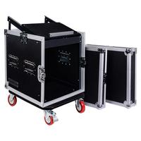 Rack/Flight case professionnel en aluminium 10 bacs pour équipement audio PA/DJ avec plateau incliné pour table de mixage, portable, anti-poussière, avec fermeture à verrouillage (LO-2202)