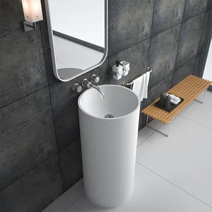 Bs-8514 Forme Moderne Autoportant Blanc Lavabo à Main Nouveau Design Lavabo Avec Support