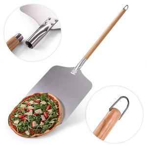 Staccabile in legno di gomma 12 pollici alluminio metallo bucce per <span class=keywords><strong>Pizza</strong></span> pala spatola per <span class=keywords><strong>Pizza</strong></span> strumenti per forno - Product Image 1