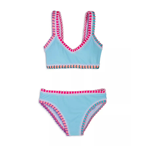 Costume <span class=keywords><strong>da</strong></span> <span class=keywords><strong>bagno</strong></span> a due pezzi ricamato arcobaleno per ragazze morbide Bikini personalizzato per bambini - Product Image 1