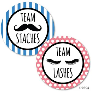 40 Pcs 2 Zoll Gender Reveal Party Baby party Aufkleber liefert Dekorationen Team Staches und Team Lashes Labels Aufkleber