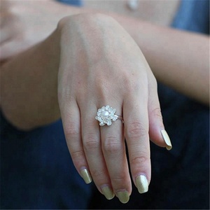 Anello Lotus Fun Nuovo Modello <span class=keywords><strong>Fiore</strong></span> <span class=keywords><strong>di</strong></span> <span class=keywords><strong>Loto</strong></span> Argentato Placcato Oro - Product Image 4