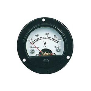 Voltmeter AC Ukuran Kecil 52MM, Kotak Bulat Hitam, Tegangan Volt, Panel Meter Analog 52X52
