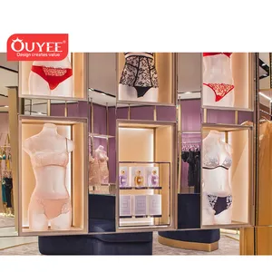 Retail Lingerie Store Display Furniture Lingerie Shop Interior Design, Wooden Underwear Shop Decoration With Display Case