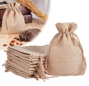 Wholesale jute bag custom LOGO gift package burlap drawstring pouch