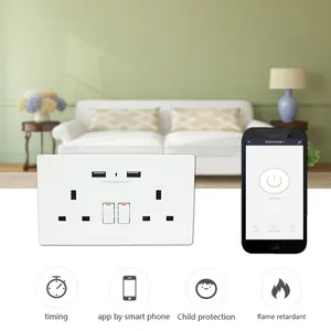 Soquete de parede de controle remoto wi-fi, reino unido, vida inteligente (tuya), compatível com alexa e google home para smart home