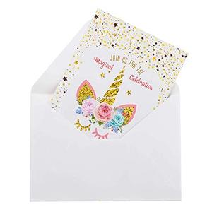 Paillettes Licorne <span class=keywords><strong>Carte</strong></span> 24 Pièces Kit avec Enveloppes, <span class=keywords><strong>Arc</strong></span>-<span class=keywords><strong>En</strong></span>-<span class=keywords><strong>Ciel</strong></span> Licorne Joyeux <span class=keywords><strong>Anniversaire</strong></span> <span class=keywords><strong>Carte</strong></span> D'invitation De Fête - Product Image 3