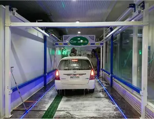 Tunnel type brushless car wash with moving embedded dryer