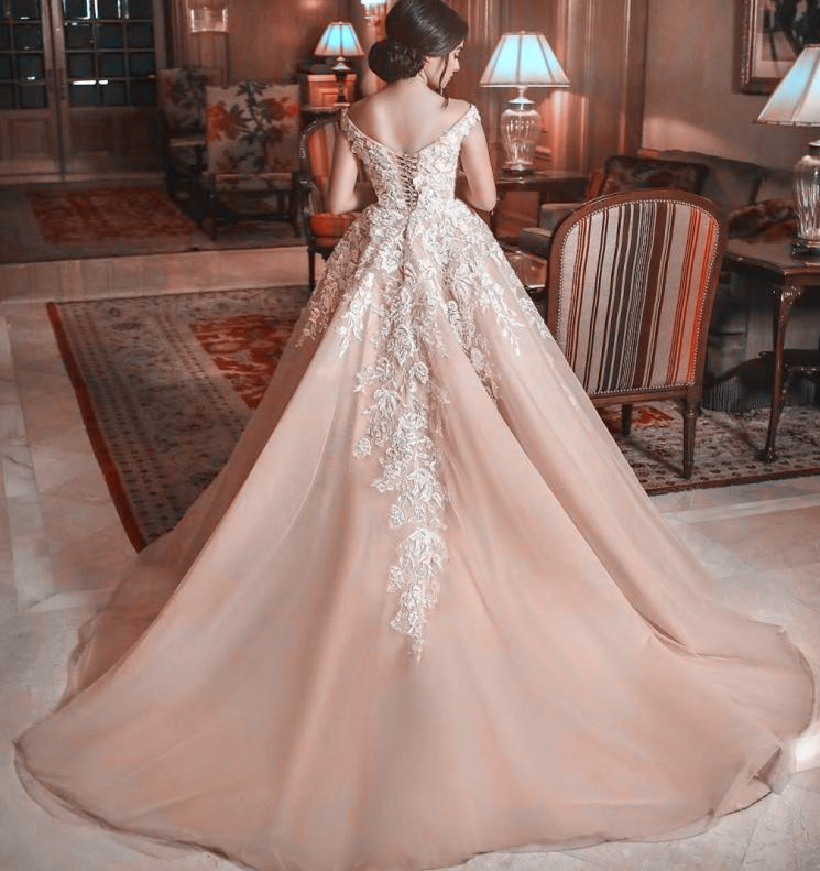 Pink Best Beach Wedding Dresses 2019 Peach Color Wedding Dress