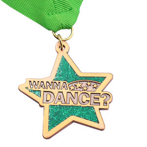 Hohe qualität emaille metall glow in the dark glitter dance medaille - Product Image 2