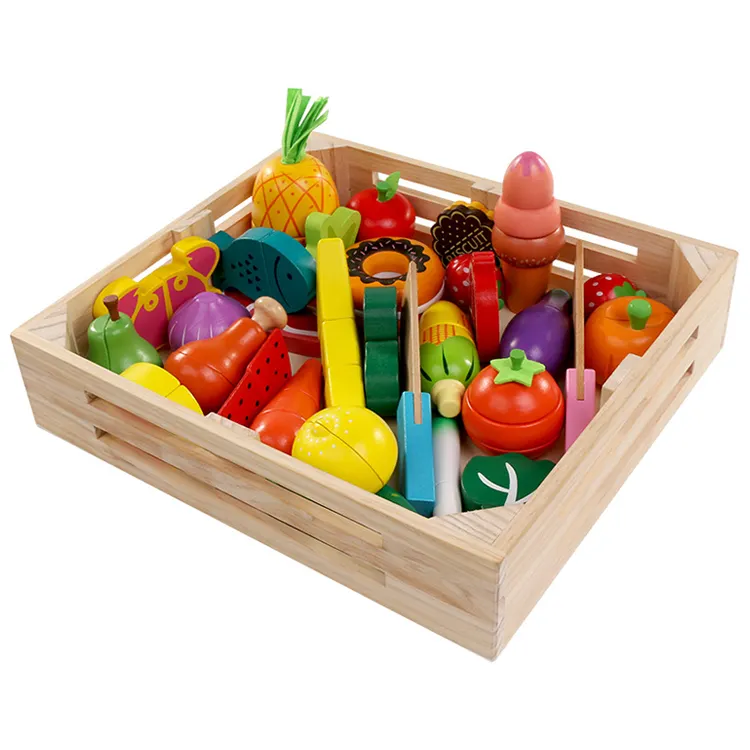 Wooden Kitchen Cutting Fruit Sets Toys for Kids