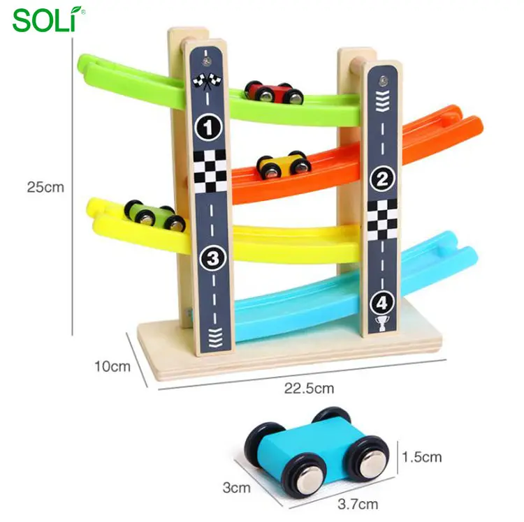 High Quality Slide Rail Inertia Glider Wooden Small Car Toy Puzzle Kids Toy Car