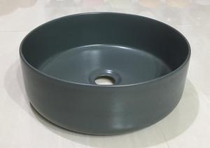 2019 New Design Sanitary Ware Ceramic Bathroom Concrete Vessel Sink Lavato Grey <strong>Round</strong> <strong>Basin</strong> Color Matt Black Small Size <strong>Basin</strong> - Product Image 5