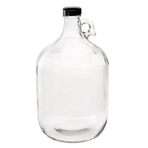 Transparent One Gallon 3.7L Glass Jug Kitchen Craft Wine Bottles with Airtight Screw Caps