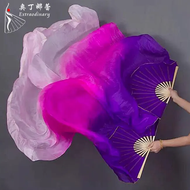 Stage Performance can customizable belly dance silk fan veil for adults and kids