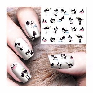 Nueva moda encantadora de transferencia de agua 3D gris lindo gato uñas adhesivo de papel de aluminio - Product Image 4