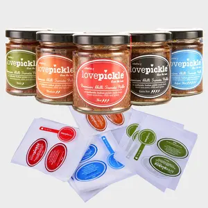 Atacado etiquetas de vidro jar-Etiqueta privada tempero chili pimenta adesivos e impressão de vidro tempero jarra etiquetas