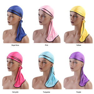 Logo personnalisé populaire uni unisexe solide Polyester Du Rags Turban Doo chiffon satin soyeux <span class=keywords><strong>Durag</strong></span> pour hommes - Product Image 3