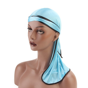 Logo personnalisé populaire uni unisexe solide Polyester Du Rags Turban Doo chiffon satin soyeux <span class=keywords><strong>Durag</strong></span> pour hommes - Product Image 1
