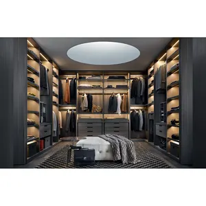 Armoires modernes en U du Vermont avec éclairage LED, portes coulissantes en verre, placard <span class=keywords><strong>de</strong></span> <span class=keywords><strong>luxe</strong></span> pour chambre à coucher, <span class=keywords><strong>dressing</strong></span> <span class=keywords><strong>de</strong></span> <span class=keywords><strong>luxe</strong></span> étanche - Product Image 1