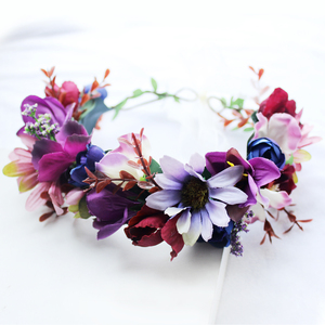 Corona de flores para boda, corona de flores púrpura, 1960E - Product Image 2