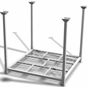OEM ODM Durable 4 Columna de metal y acero Plegable Palet Racking Almacén DE SEGURIDAD Estante de apilamiento con cubierta de malla de alambre - Product Image 1
