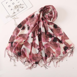 Turkish Soft Good Quality With Custom Fashion Print Fringe Scarf <strong>Hijab</strong> - Product Image 1