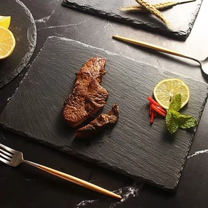 Ensemble d'assiettes et de plats traiteur, Set de table en ardoise, assiettes grises décoration de mariage japonais, nouveauté 2020 - Product Image 1