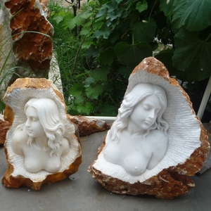 Statue de marbré d'intérieur, pierre en forme de belle femme, buste, taille de vie - Product Image 2