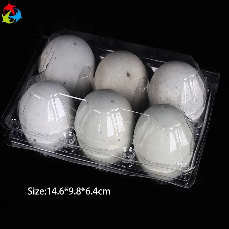 Caja de plástico transparente para huevos, bandeja para huevos, 6 paquetes
